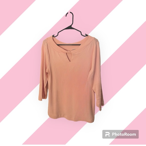 Chico's Tops - Chico’s Medium (Size 1) Twist Neck Keyhole Top in Rose Petal Pink